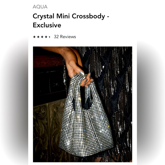 Aqua Bloomingdales Clear Crystal Embellishment Removable CrossBody Chain NWOT - Picture 1 of 4